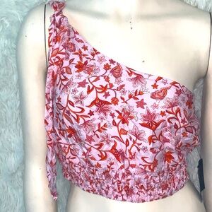 Floral One-Shoulder Pink Top